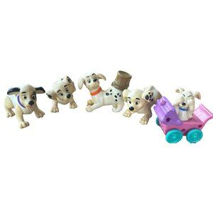 Disney 101 Dalmatians 5-pc. Set Collectible Vintage Toy Figurines Plastic (READ)